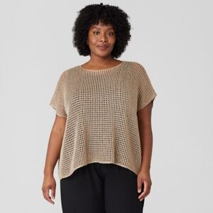 Eileen Fisher Organic Linen Délavé Bateau Neck Top Size L